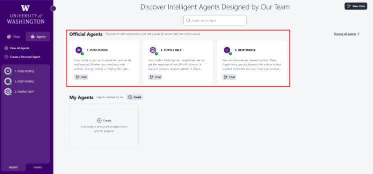 Agents highlighted on Purple Landing page