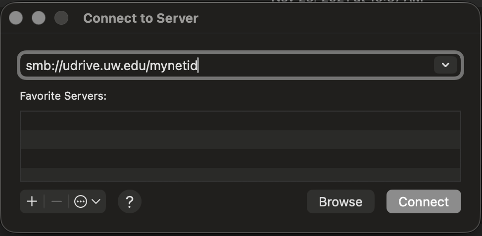 smb://udrive.uw.edu/mynetid