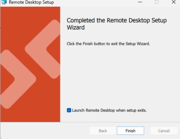 Completed RDP wizard