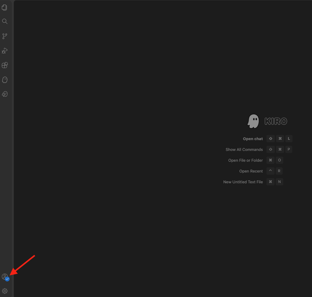 Screenshot showing the account button at the bottom left