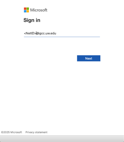 showing NetID signin in
