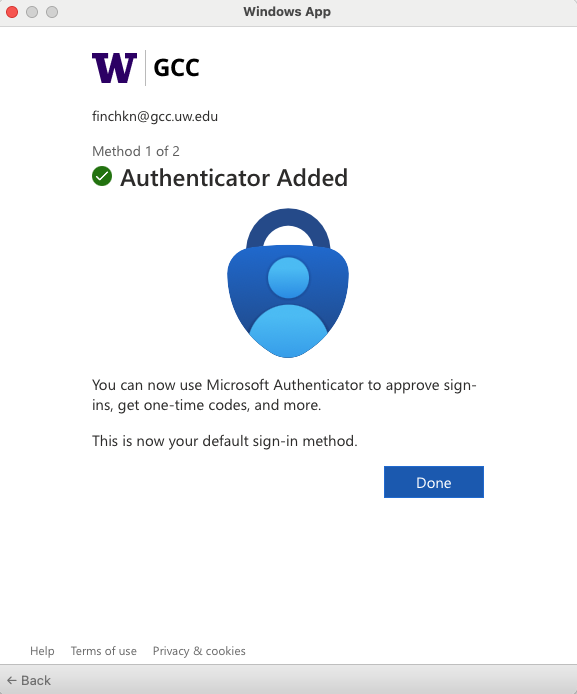 After adding the GCC to your authenticator app